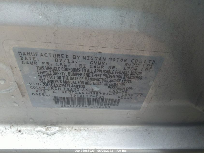 2015 NISSAN VERSA NOTE SV - 3N1CE2CP4FL448100