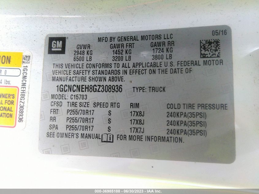 2016 CHEVROLET SILVERADO 1500 WORK TRUCK - 1GCNCNEH8GZ308936