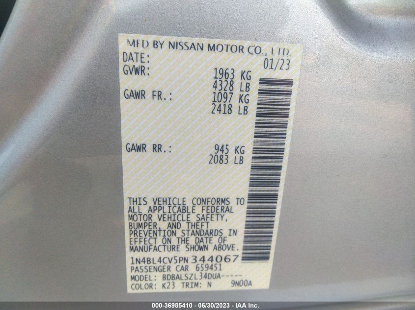 2023 NISSAN ALTIMA 2.5 SR - 1N4BL4CV5PN344067