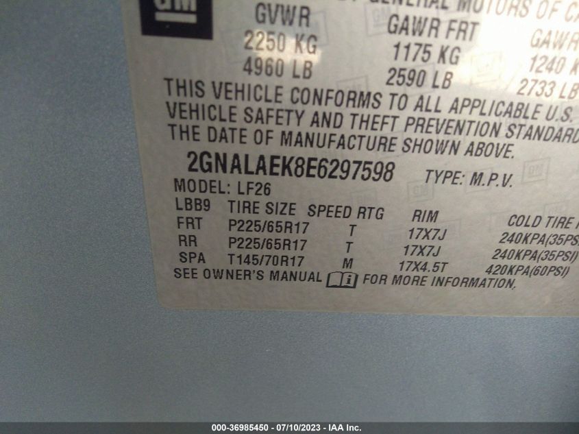 2014 CHEVROLET EQUINOX LS - 2GNALAEK8E6297598