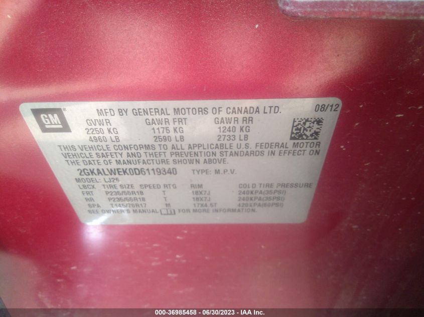 2013 GMC TERRAIN SLT - 2GKALWEK0D6119340