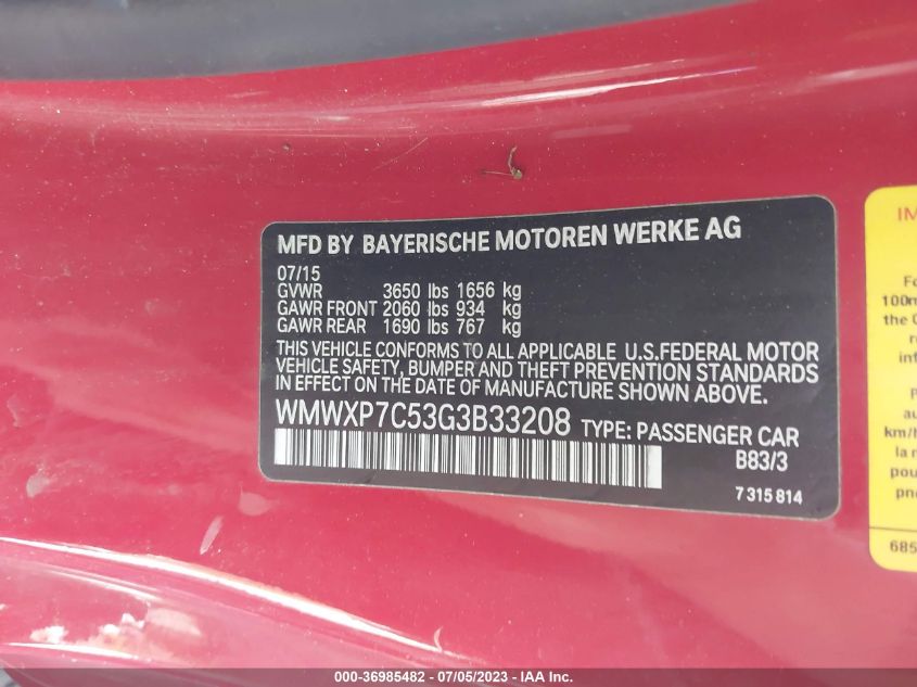 2016 MINI COOPER HARDTOP S - WMWXP7C53G3B33208