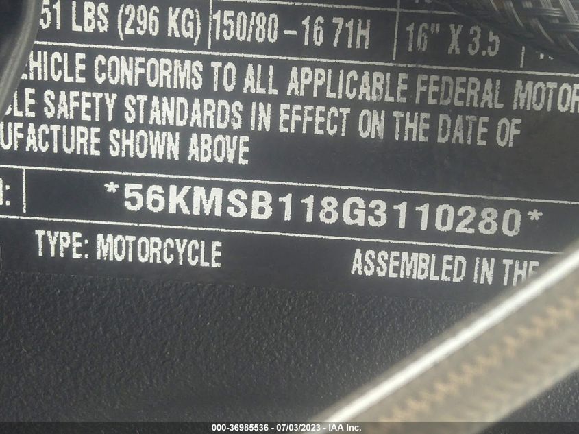2016 INDIAN MOTORCYCLE CO. SCOUT SIXTY 56KMSB118G3110280