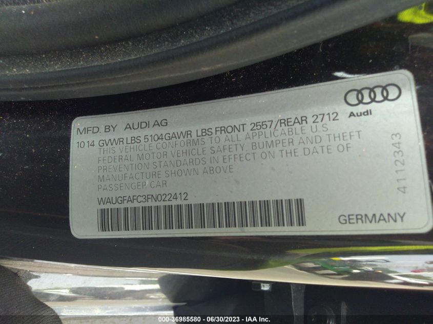 2015 AUDI A6 2.0T PREMIUM PLUS - WAUGFAFC3FN022412