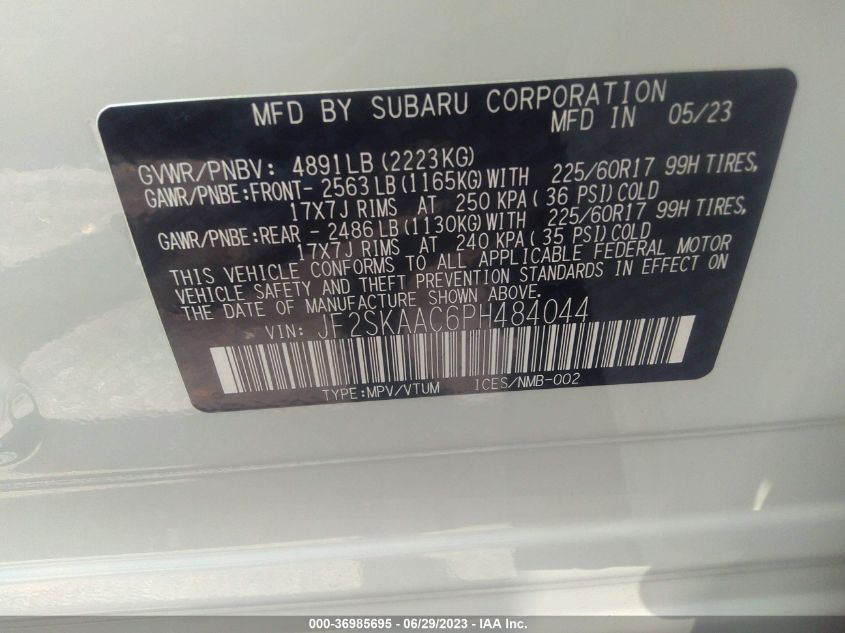 2023 SUBARU FORESTER - JF2SKAAC6PH484044