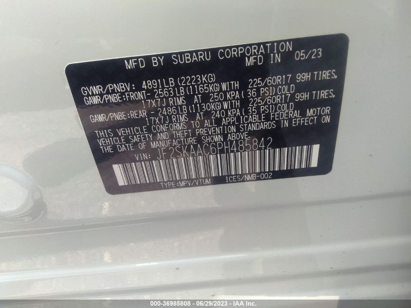 2023 SUBARU FORESTER - JF2SKAAC6PH485842