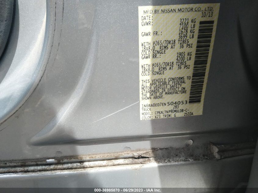 2014 NISSAN TITAN SV - 1N6BA0ED7EN504053