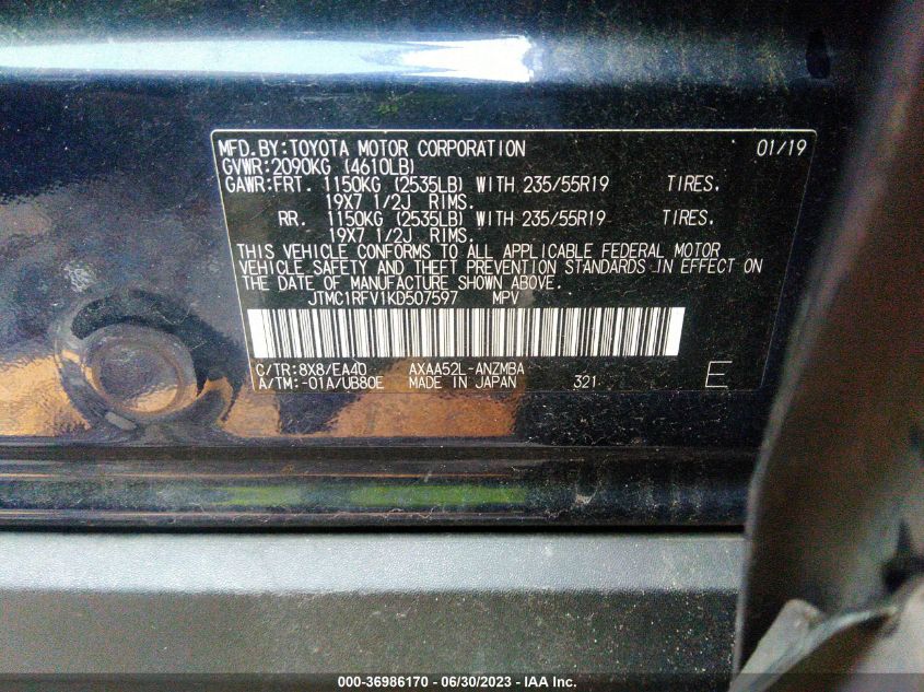 2019 TOYOTA RAV4 XLE PREMIUM - JTMC1RFV1KD507597