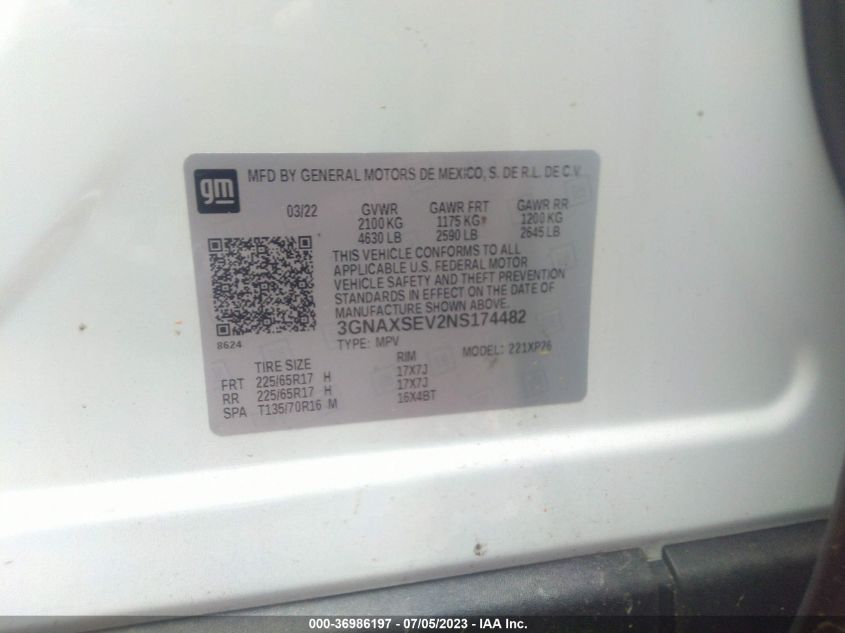 2022 CHEVROLET EQUINOX LS - 3GNAXSEV2NS174482