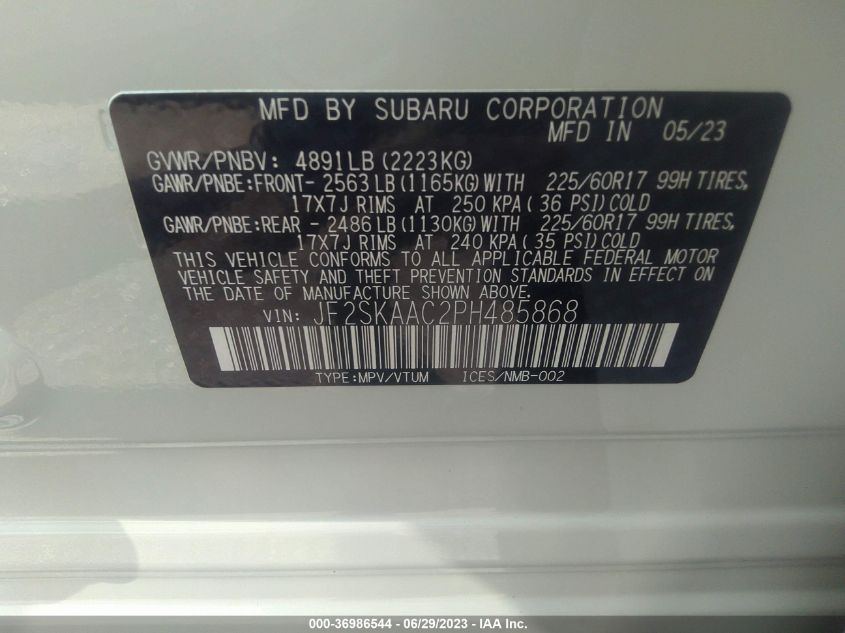 2023 SUBARU FORESTER - JF2SKAAC2PH485868
