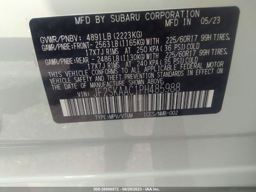2023 SUBARU FORESTER - JF2SKAAC1PH485988