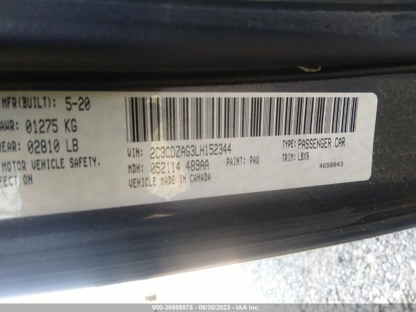 2020 DODGE CHALLENGER SXT - 2C3CDZAG3LH152344