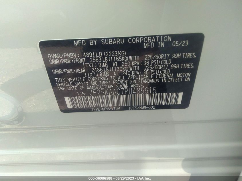 2023 SUBARU FORESTER - JF2SKAAC7PH485915