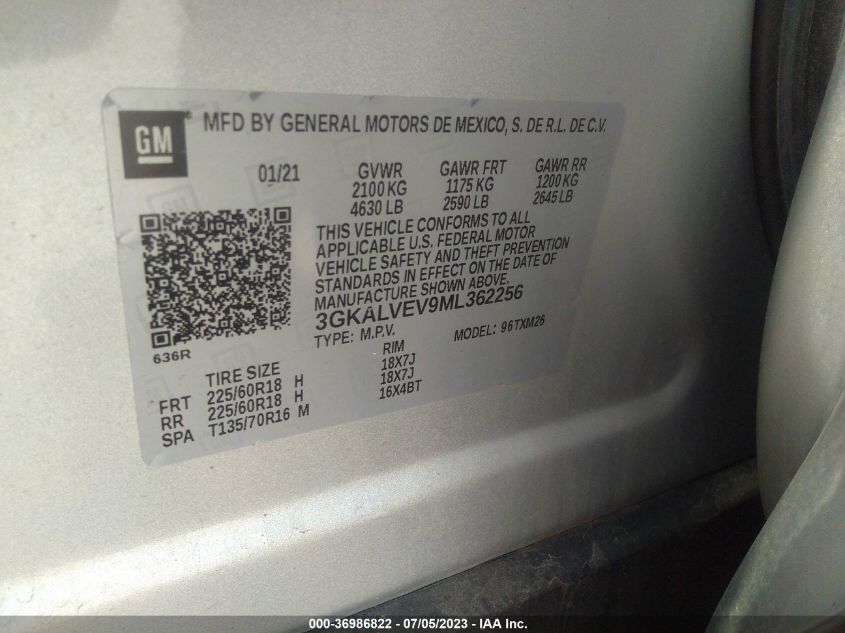 2021 GMC TERRAIN SLT - 3GKALVEV9ML362256