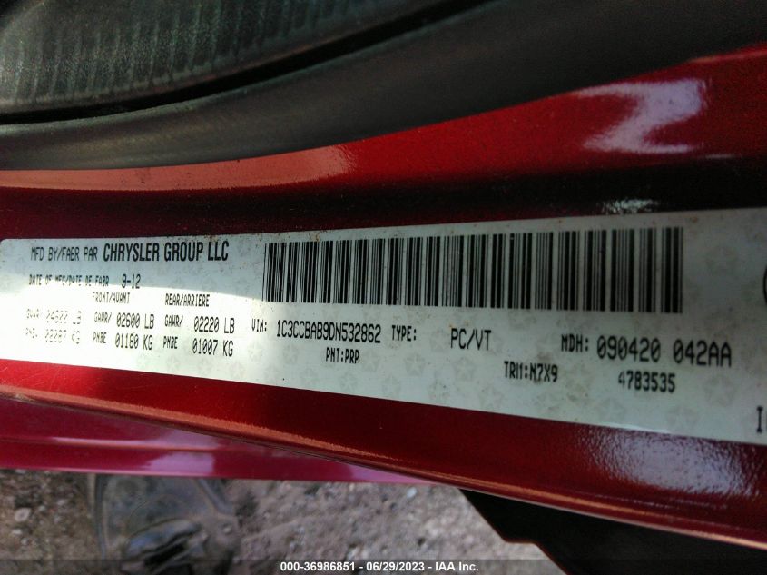 2013 CHRYSLER 200 LX - 1C3CCBAB9DN532862