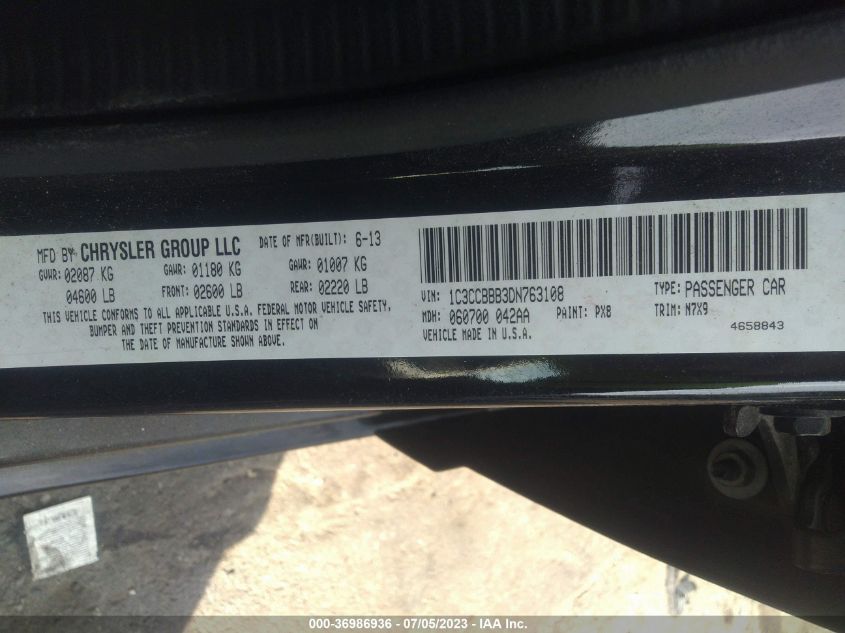2013 CHRYSLER 200 TOURING - 1C3CCBBB3DN763108