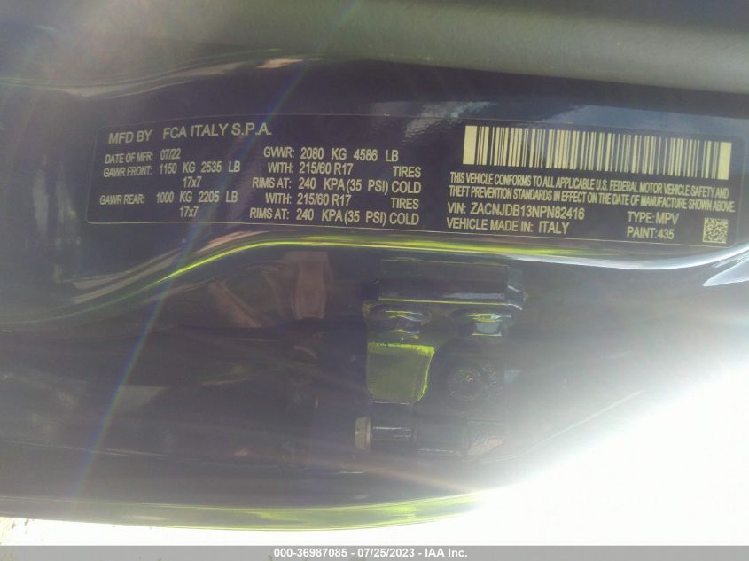 2022 JEEP RENEGADE LATITUDE - ZACNJDB13NPN82416