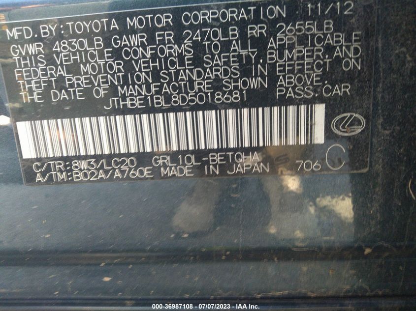 2013 LEXUS GS 350 - JTHBE1BL8D5018681