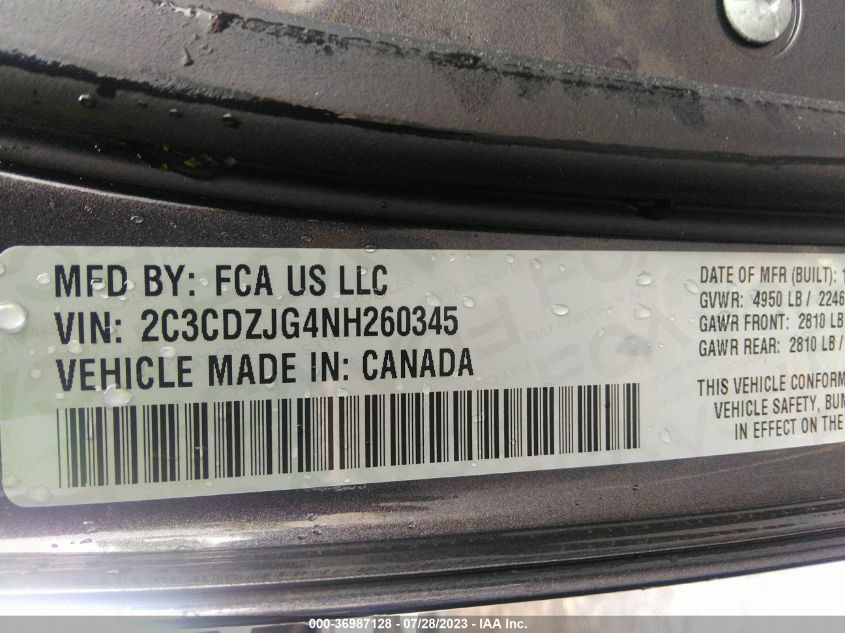 2022 DODGE CHALLENGER GT - 2C3CDZJG4NH260345