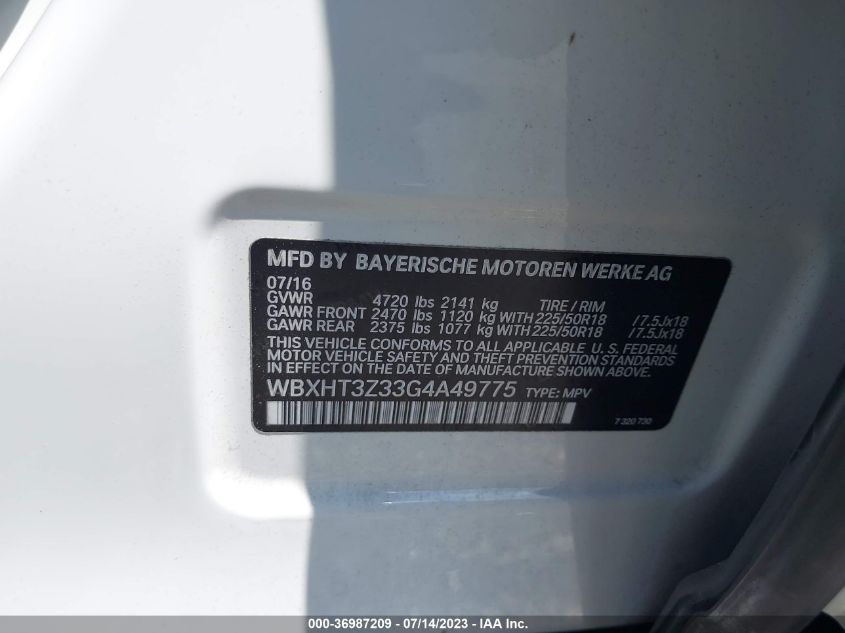 2016 BMW X1 XDRIVE28I - WBXHT3Z33G4A49775