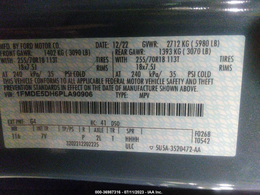 2023 FORD BRONCO BASE/BIG BEND - 1FMDE5DH6PLA90906