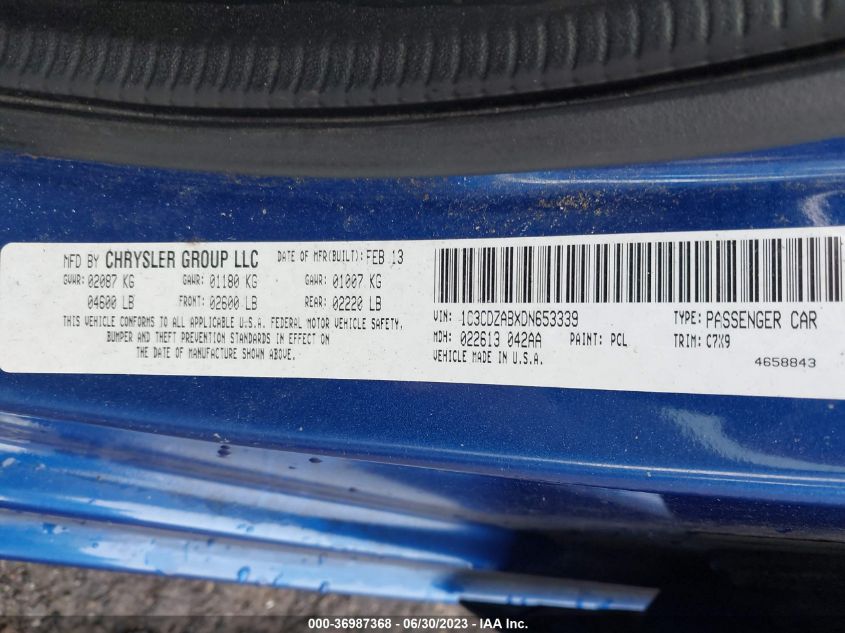 2013 DODGE AVENGER SE - 1C3CDZABXDN653339
