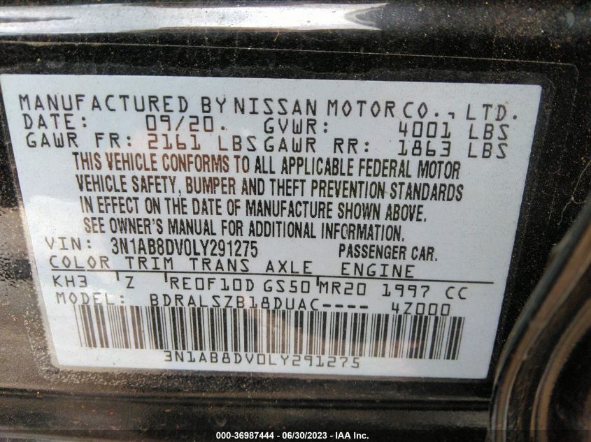 2020 NISSAN SENTRA SR - 3N1AB8DV0LY291275