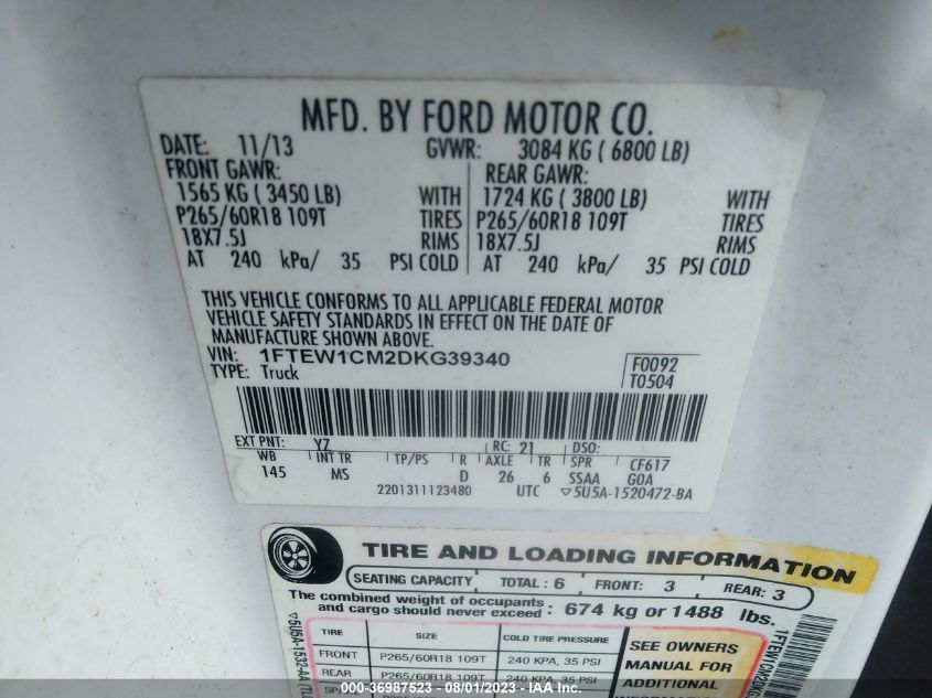 2013 FORD F-150 XL/XLT - 1FTEW1CM2DKG39340