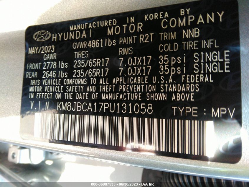 2023 HYUNDAI TUCSON HYBRID BLUE KM8JBCA17PU131058