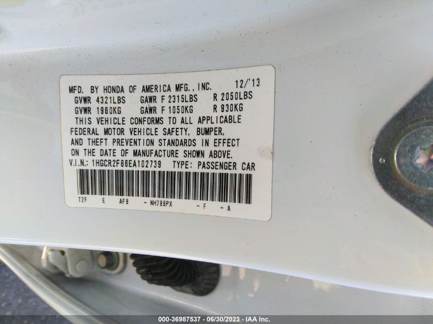2014 HONDA ACCORD SEDAN EX-L - 1HGCR2F86EA102739