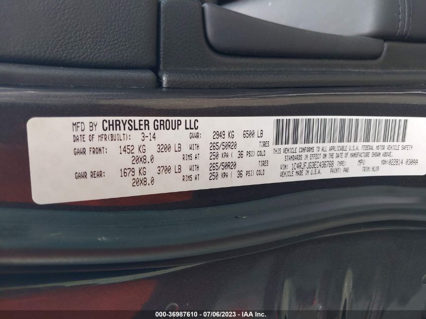 2014 JEEP GRAND CHEROKEE SUMMIT - 1C4RJFJG3EC436768
