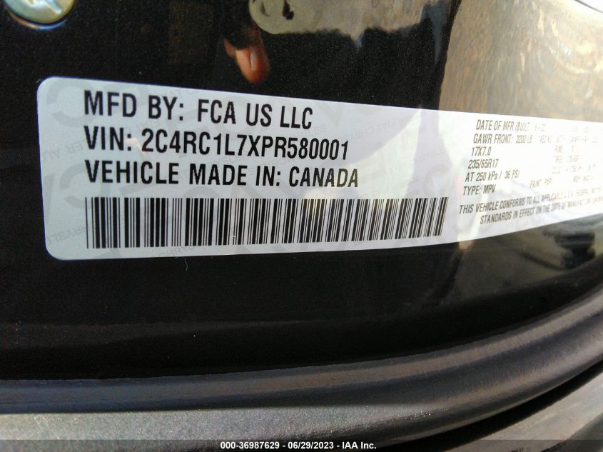 2023 CHRYSLER PACIFICA HYBRID TOURING L - 2C4RC1L7XPR580001