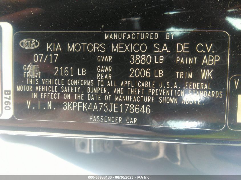 2018 KIA FORTE LX - 3KPFK4A73JE178646