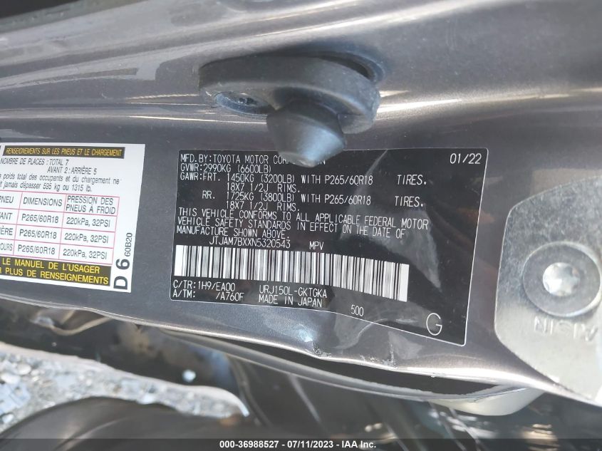 2022 LEXUS GX GX 460 PREMIUM JTJAM7BXXN5320543