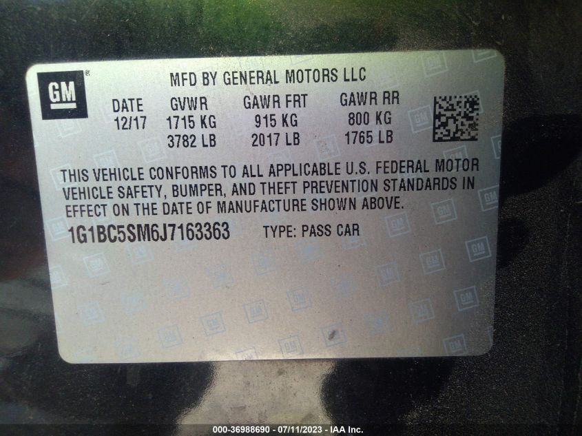 2018 CHEVROLET CRUZE LS - 1G1BC5SM6J7163363