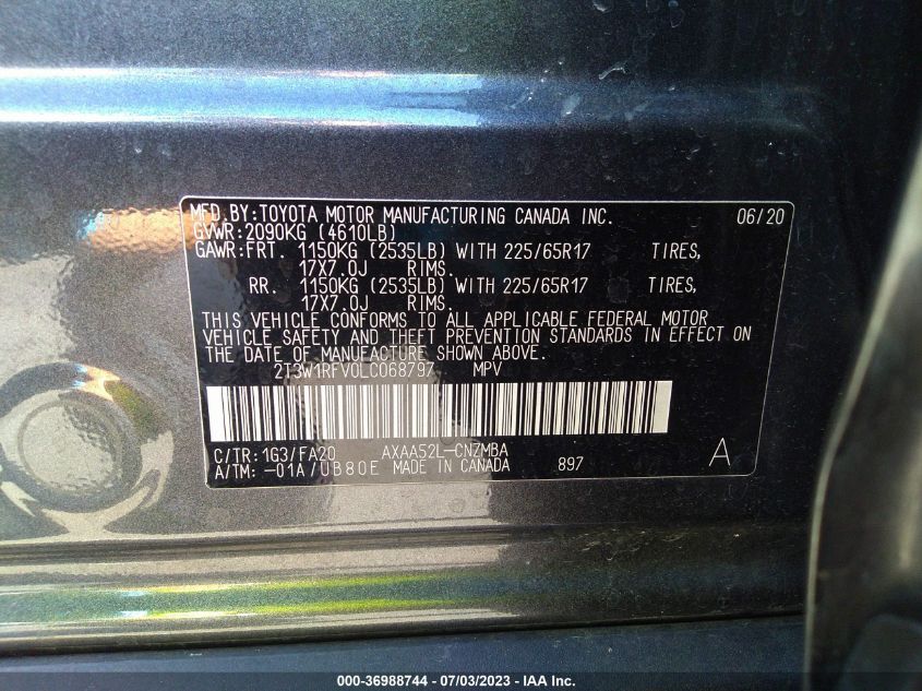 2020 TOYOTA RAV4 XLE - 2T3W1RFV0LC068797