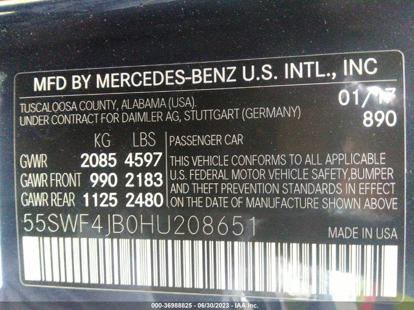 2017 MERCEDES-BENZ C-CLASS C 300 - 55SWF4JB0HU208651