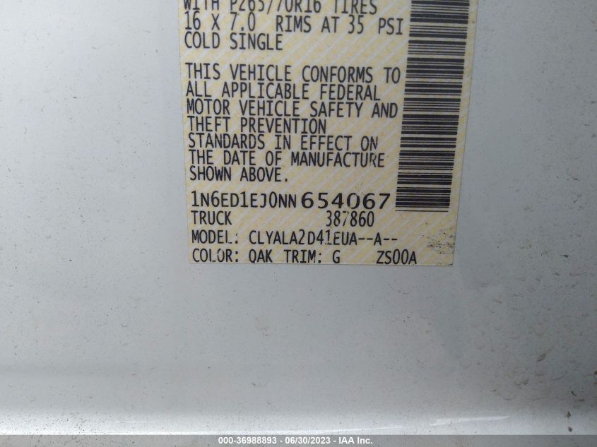 2022 NISSAN FRONTIER S - 1N6ED1EJ0NN654067