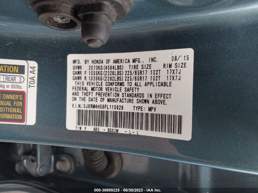 2015 HONDA CR-V EX - 5J6RM4H56FL115626