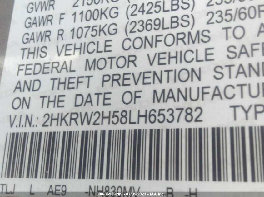 2020 HONDA CR-V EX - 2HKRW2H58LH653782