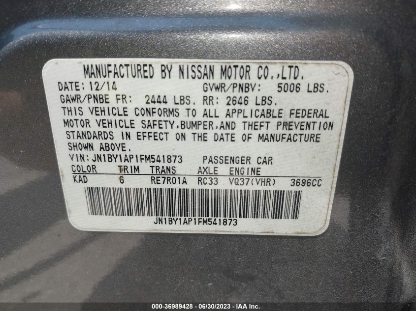2015 INFINITI Q70 JN1BY1AP1FM541873