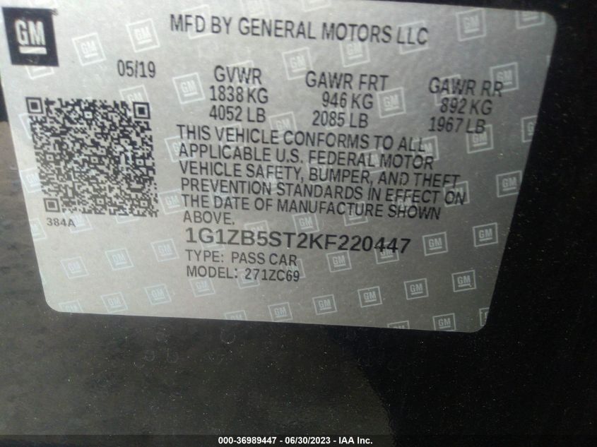 2019 CHEVROLET MALIBU LS - 1G1ZB5ST2KF220447