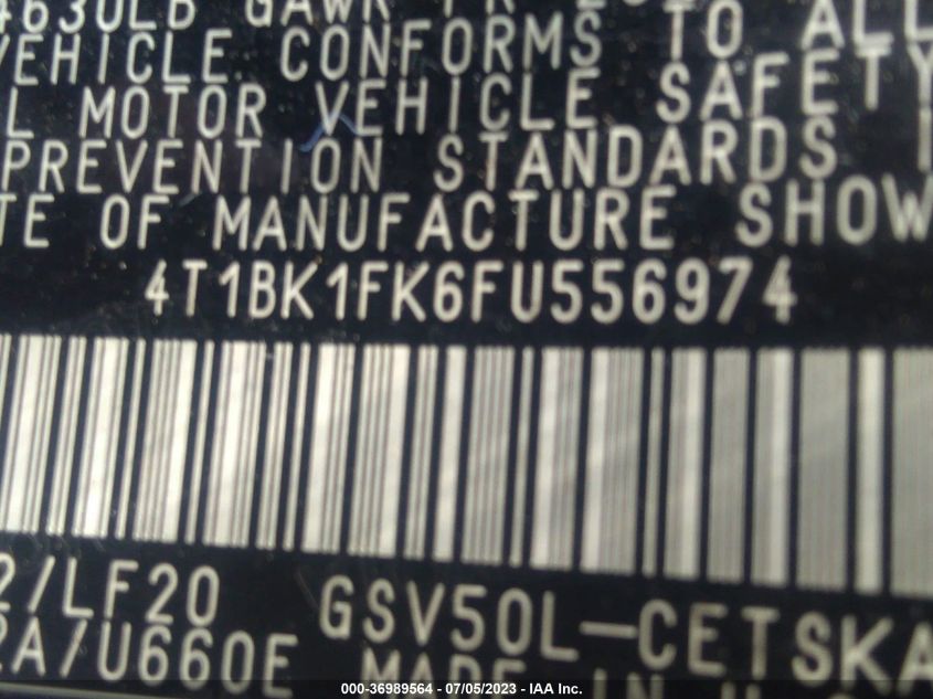2015 TOYOTA CAMRY XSE/XLE - 4T1BK1FK6FU556974