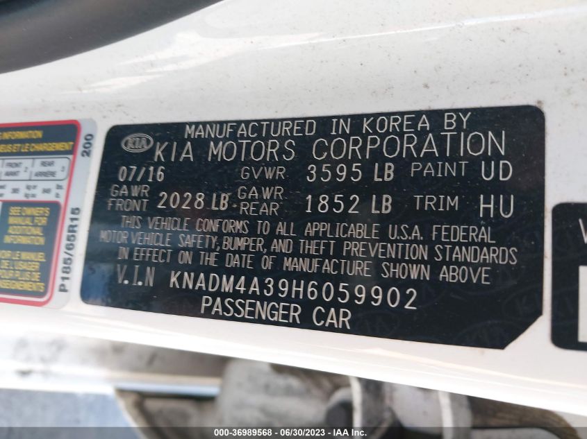 2017 KIA RIO LX - KNADM4A39H6059902