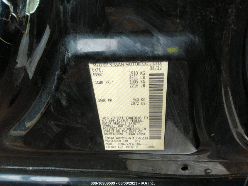 2013 NISSAN ALTIMA 2.5 SL - 1N4AL3AP8DN437428