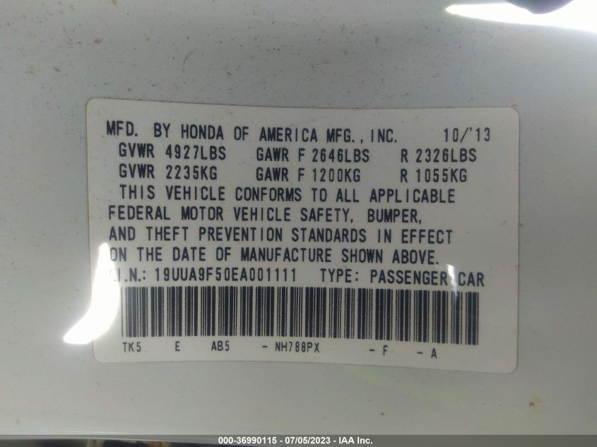 2014 ACURA TL TECH - 19UUA9F50EA001111