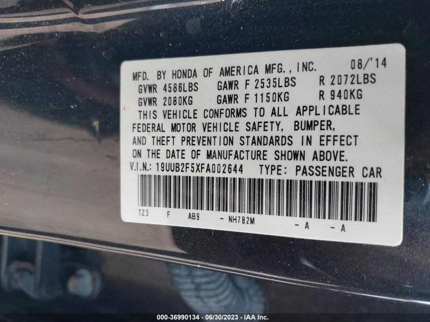 2015 ACURA TLX V6 TECH - 19UUB2F5XFA002644