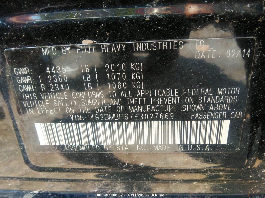 2014 SUBARU LEGACY 2.5I SPORT - 4S3BMBH67E3027669