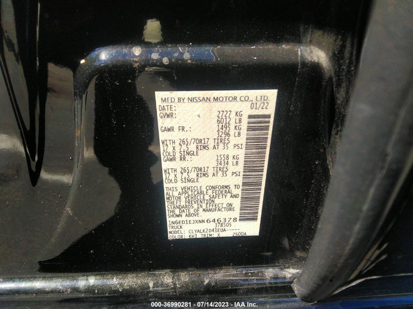 2022 NISSAN FRONTIER PRO-X - 1N6ED1EJXNN646378