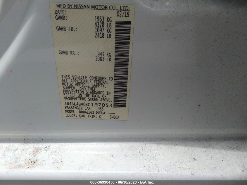 2019 NISSAN ALTIMA 2.5 S - 1N4BL4BV6KC197053